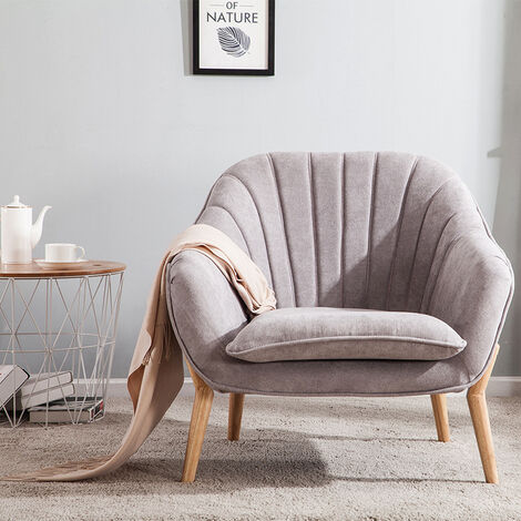 Velvet Scallop Back Armchair Single Sofa Chair