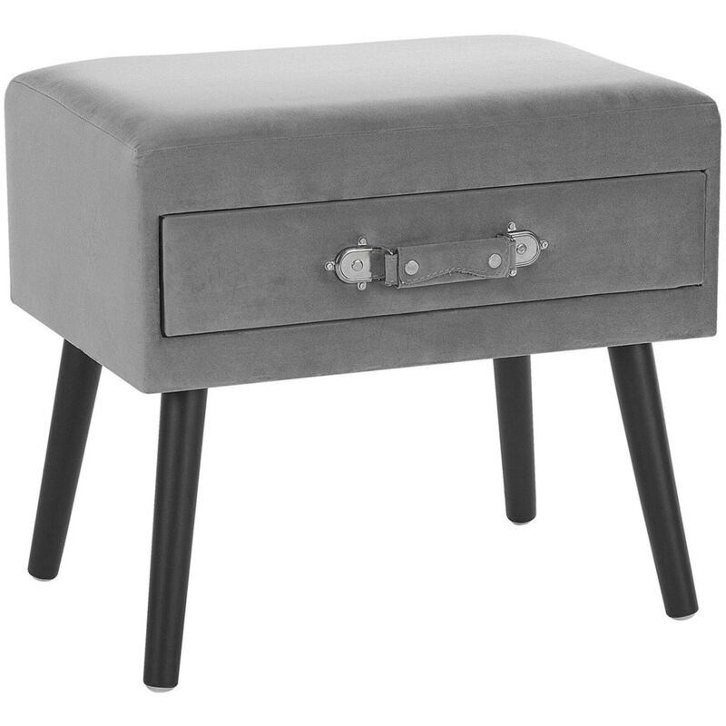 Modern Velvet Side Table Grey Suitcase Drawer Storage Bedside Eurostar