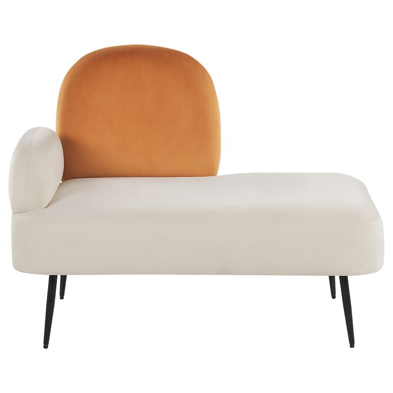 velvet single chaise lounge left hand minimalistic design white and orange arcey - white
