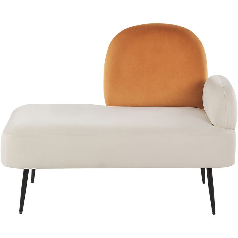 velvet single chaise lounge right hand minimalistic design white and orange arcey - white