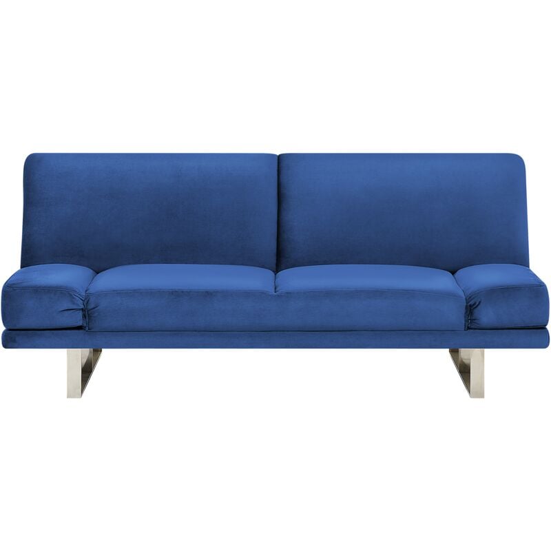 Modern Fabric Sofa Bed Navy Blue Polyester Reclining Eucalyptus Wood Frame York