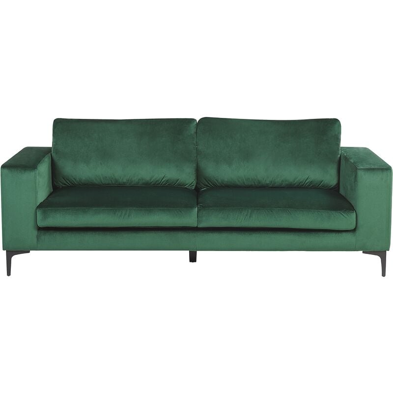 Beliani - Modern Velvet 3 Seater Sofa Track Arms Metal Legs Green Vadstena