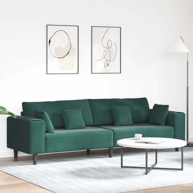 Vidaxl - Velvet Sofa With Cushion Dark Green 208 Cm Velvet