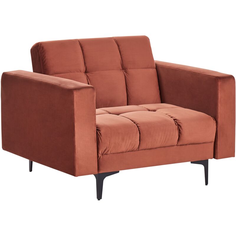 Velvet Tufted Armchair Reclining 3 Position Backrest Red Alnes