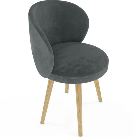 Velvet upholstered dining chair - Yuna Dark grey Velvet, Metal, Wood, Polyester - Dark grey