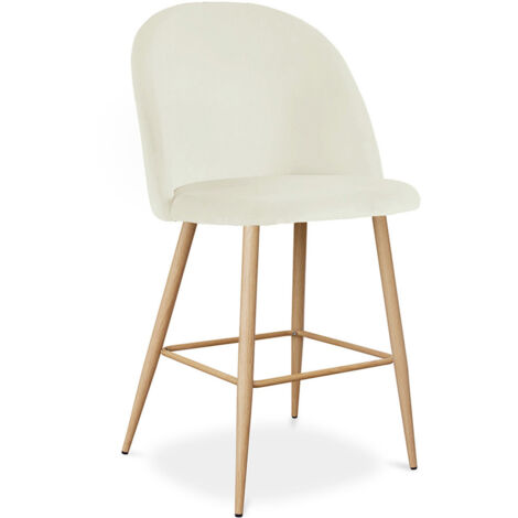 Velvet Upholstered Stool - Scandinavian Design - 66cm - Evelyne Cream
