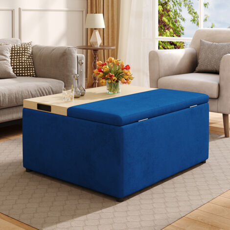 Velvet Upholstered Storage Ottoman Stool