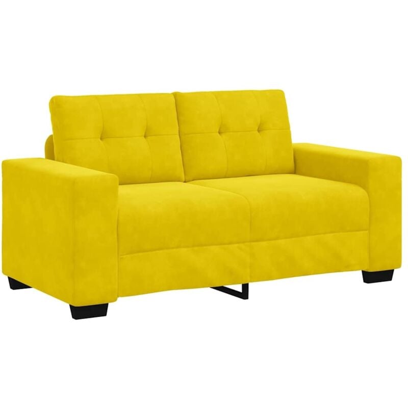 Loveseat Sofa with Cushion Yellow Velvet Vidaxl