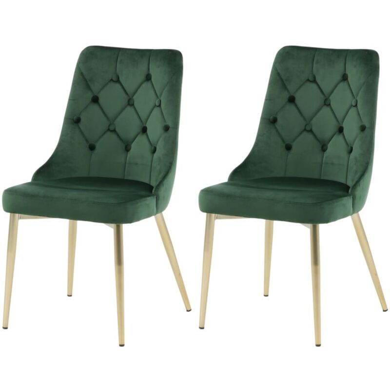 Ebuy24 Velvetdeluxe Esszimmerstuhl Velour Grün, Messing Dekor.