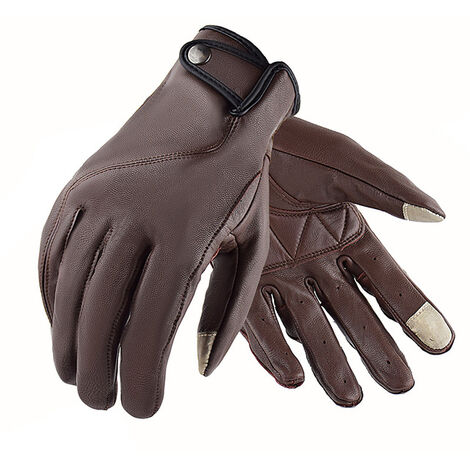VEMAR gants classiques en cuir de chèvre pour moto hommes, gants de moto amortisseur Pad tactile moteur gants de Motocross Vintage,Marron,XL