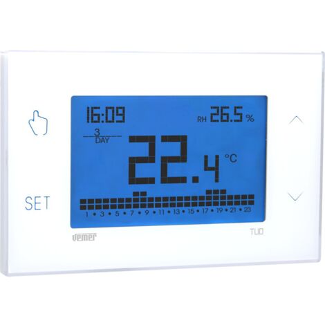 VEMER VE771600 TUO - Cronotermostato Digitale Touch Screen da Parete, Programmazione Settimanale, Alimentazione 230V, Bianco