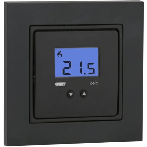 Vemer VE780301 CELO LCD INT - Termostato Elettronico da Incasso (2 Moduli), Compatibile con Scatole da Incasso Rotonde, Alimentazione 230V, Grigio Antracite/Bianco