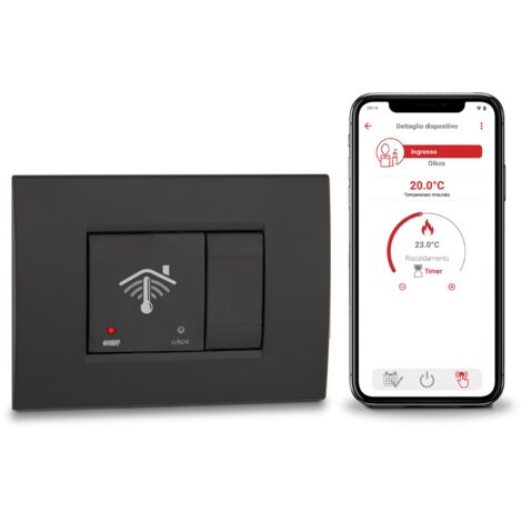 VEMER VE796100 OIKOS WIFI - Cronotermostato WiFi da Incasso 2 Moduli, Termostato Smart Controllabile con APP, Compatibile Alexa e Google Home, Programmazione Settimanale, Alimentazione 230V, Grigio