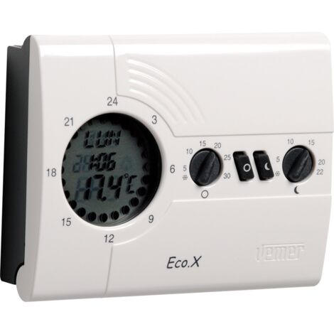 VEMER VN160800 ECO.X-W - Cronotermostato Digitale per Caldaia, Programmazione Settimanale, Alimentazione a Batterie, Bianco