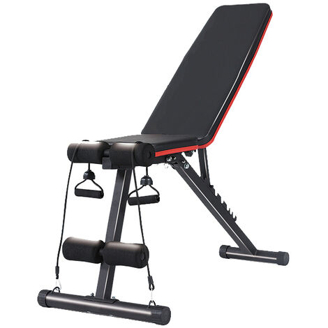 SPORTNOW Banco de Musculación Multifuncional con Respaldo Reclinable y  Soporte de Barras Altura Ajustable 180x110x126 cm Negro