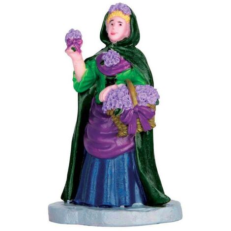 Venditrice di Viole, personaggio per villaggio di Natale in poliresina