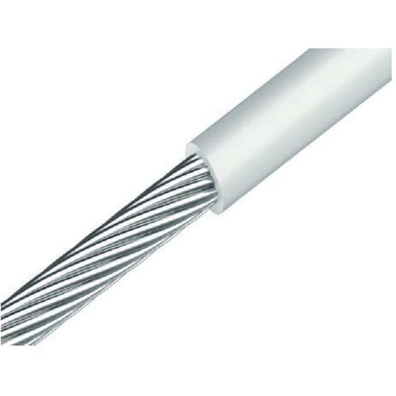 Mètre de Câble monotoron Diamètre 4 Inox A4 gaine pvc Blanc (vendu au m)-10 pièces