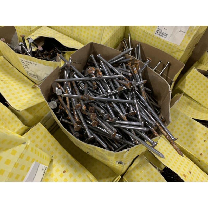 Kg de pointes Acier brut Tête plate 5X110 Rouille-10 pièces