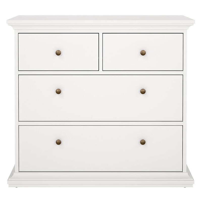 Ebuy24 - Venedig Commode avec 2 petits et 2 grands tiroirs, largeur 96 cm, hauteur 86 cm, blanc.