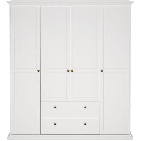 Venedig Kleiderschrank 4-Trg. mit 2 Schubladen Breite 181 cm, Höhe 200 cm weiss.