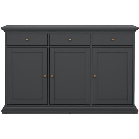 Venedig Sideboard 3 Türen und 3 Schubladen matt grau.