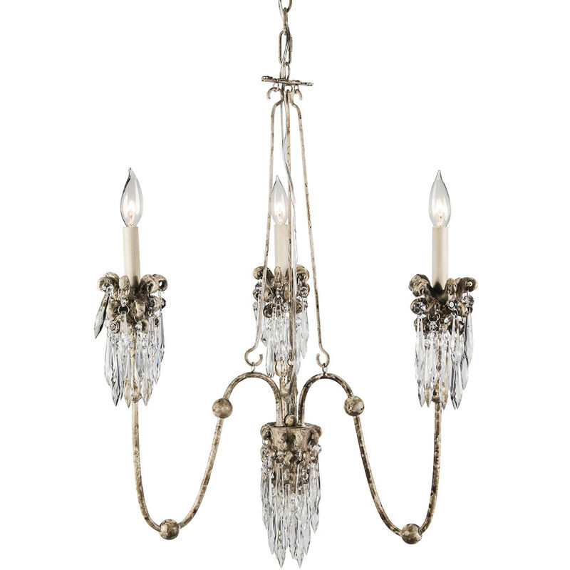 Venetian - Chandelier 3 Light Beige, Gold Finish, E14 - Elstead