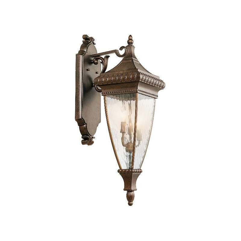Elstead Lighting - Elstead Venetian Rain - 3 Light Outdoor Large Wall Lantern Light Brushed Bronze IP44, E14