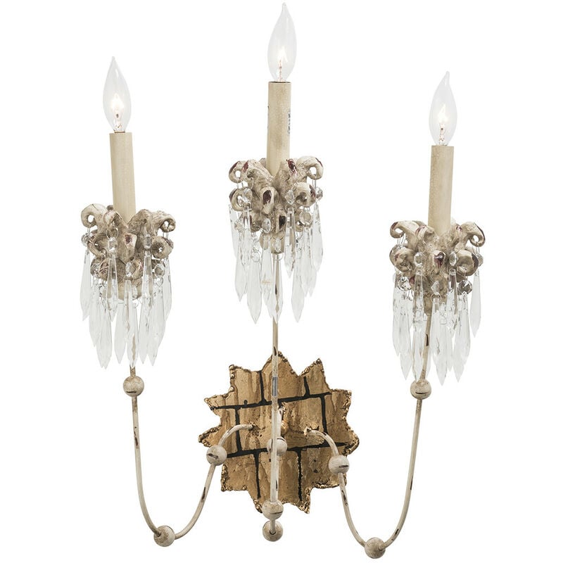 Venetian - 3 Light Indoor Candle Wall Light Beige, Gold, E14 - Elstead