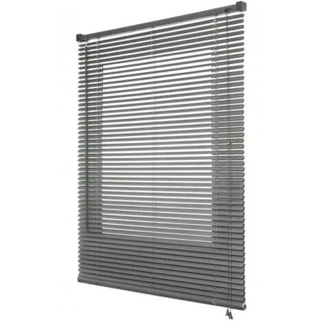 veneziana in vinile grigio con lamelle da 25 mm, 60x130 cm