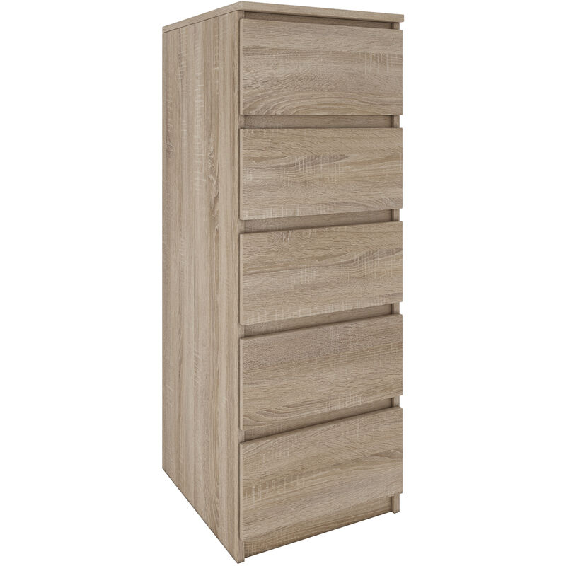 VENICE Commode contemporaine haute chambre/salon/bureau 45x40x111 5 tiroirs coulissants Meuble de rangement Chiffonier