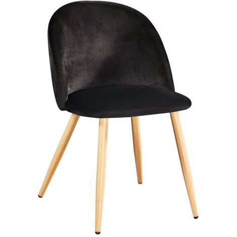 Venice Dining Chair (Pack of2) - Velvet - L55 x W51 x H78 cm - Black