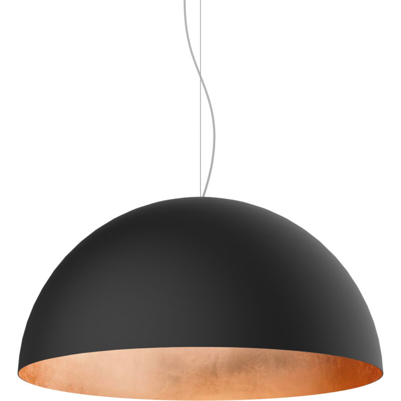 Lumicom - VENICE NOIR SUSPENSION Ø 40 Noir/feuille de cuivre - Noir/feuille de cuivre