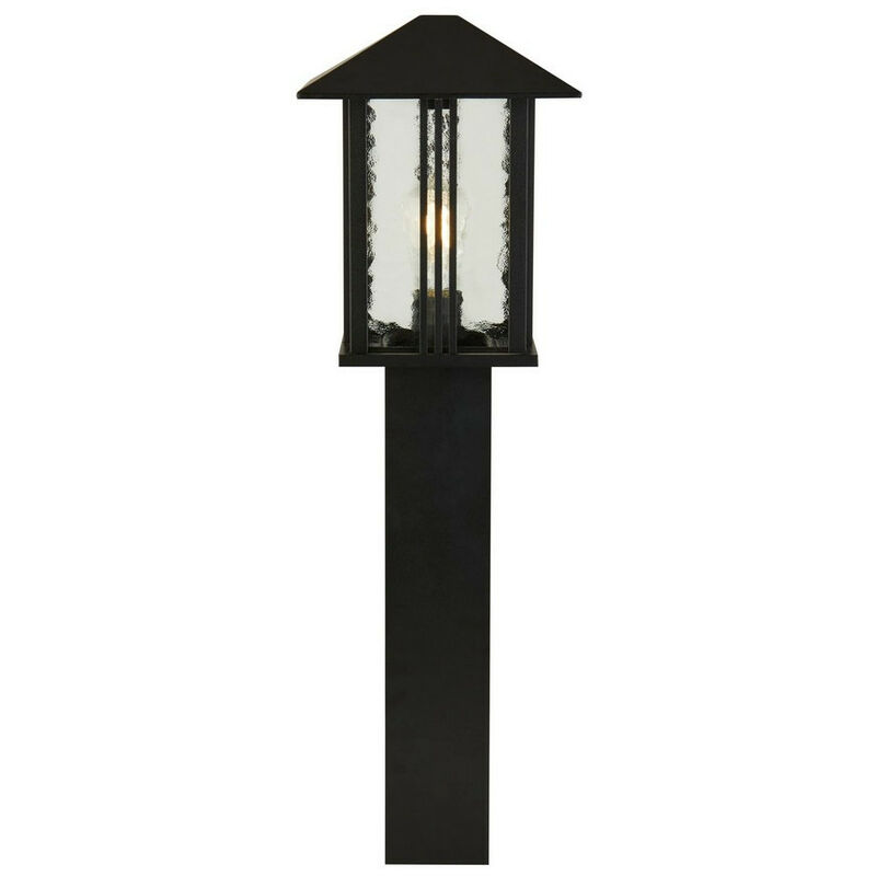 Searchlight Venice 1 Light Outdoor Post (740mm Height) - Black With Water Glass