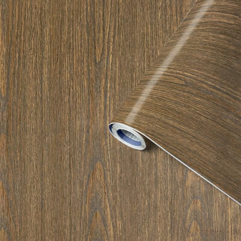 Pellicola adesiva Perfect Fix, Effetto Legno Rovere scuro, 45cm x 2m, Spessore 150μ, Pellicola autoadesiva per mobili o cucina, carta da parati, pvc