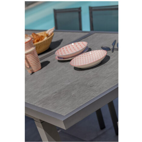 VENISE - Table de jardin 6/10 places en aluminium avec plateau céramique - DCB GARDEN