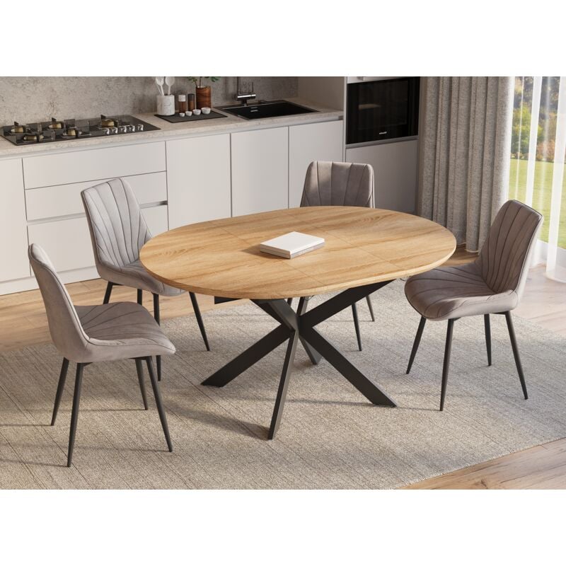 Deco In Paris - venom - Table à manger ronde à rallonge couleur chêne venom