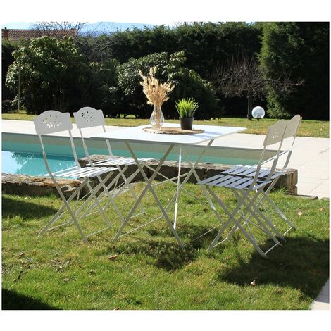 Ensemble Table (60x60 cm) & 2 Chaises de Jardin Pliantes Janti
