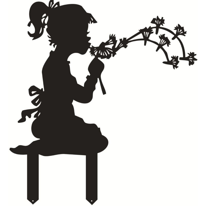 Vent avec pissenlit fille silhouette métal jardin pile plug - in, adapté pour jardin de cour extérieure, artisanat en fer