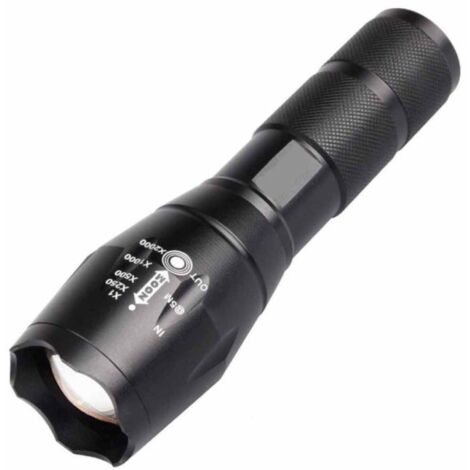 Venta al por mayor de linternas telescópicas con zoom XML-T6 de alta luminosidad, fabricadas en aleación de aluminio, versión premium L2 (incluye 1 batería y 1 cargador).
