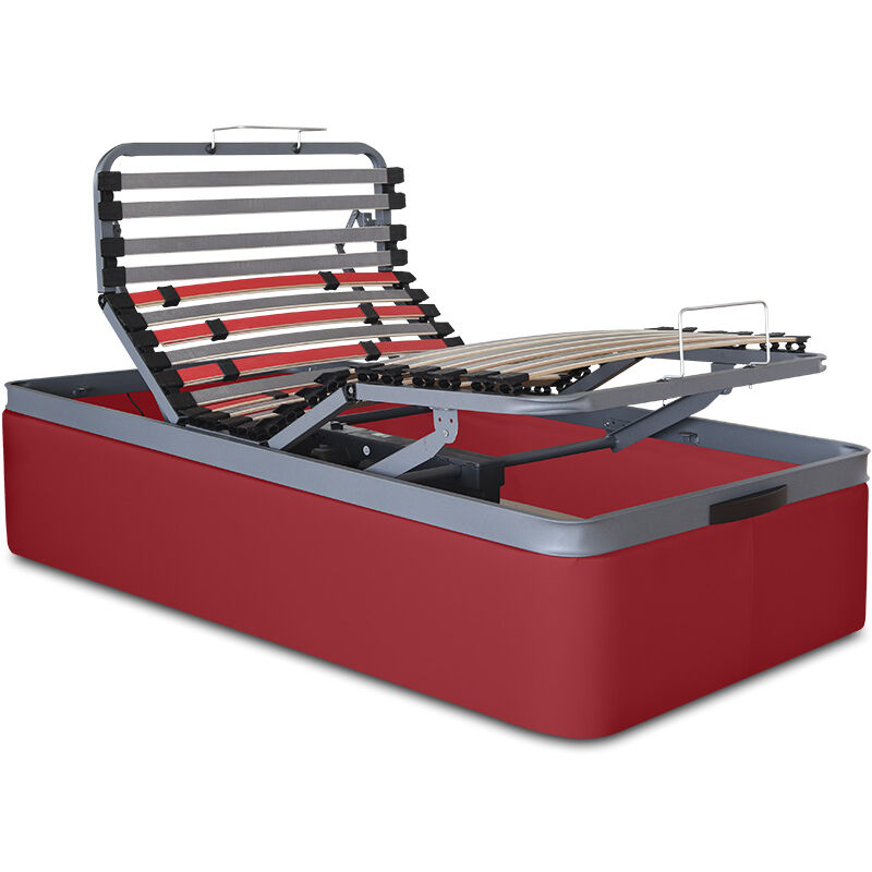 

Ventadecolchones - Canapé Articulado Abatible Gran Capacidad Tapizado en Polipel Rojo medida 80 x 190 cm
