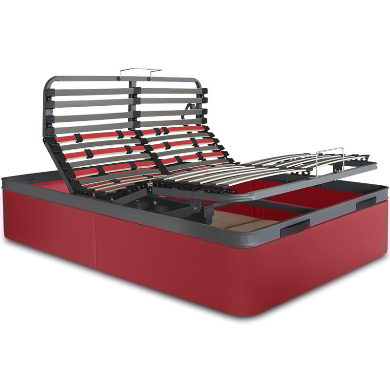 

Ventadecolchones - Canapé Articulado Abatible Gran Capacidad Tapizado en Polipel Rojo medida 150 x 190 cm