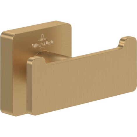 Ventajas del producto:  Diseño refinado: el gancho doble para toallas Villeroy &amp Boch Elements - Striking Brushed Gold destaca por su diseño contemporáneo y acabado de latón brillante, lo que lo co