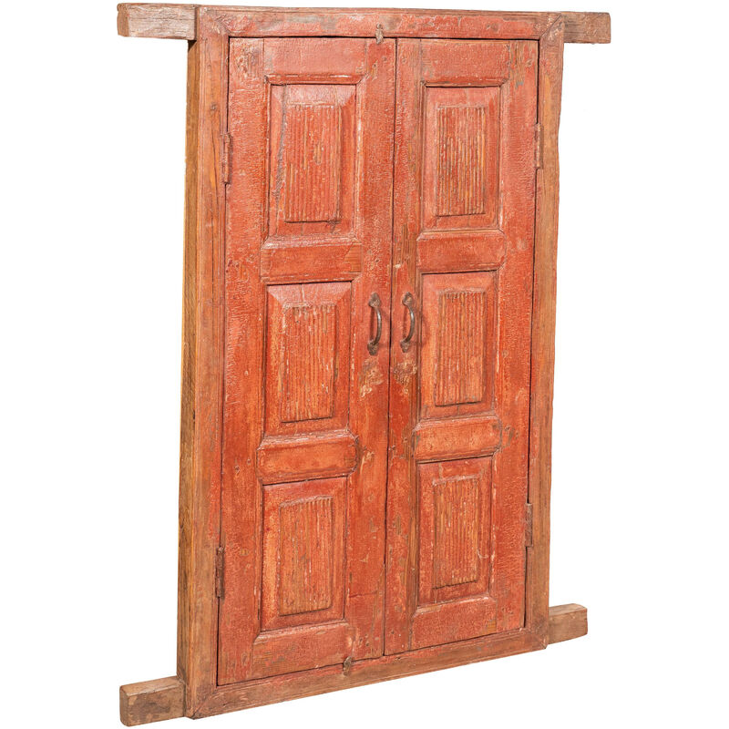 

Biscottini - Puerta de rejilla en madera maciza y hierro antiguo con marco interior o exterior