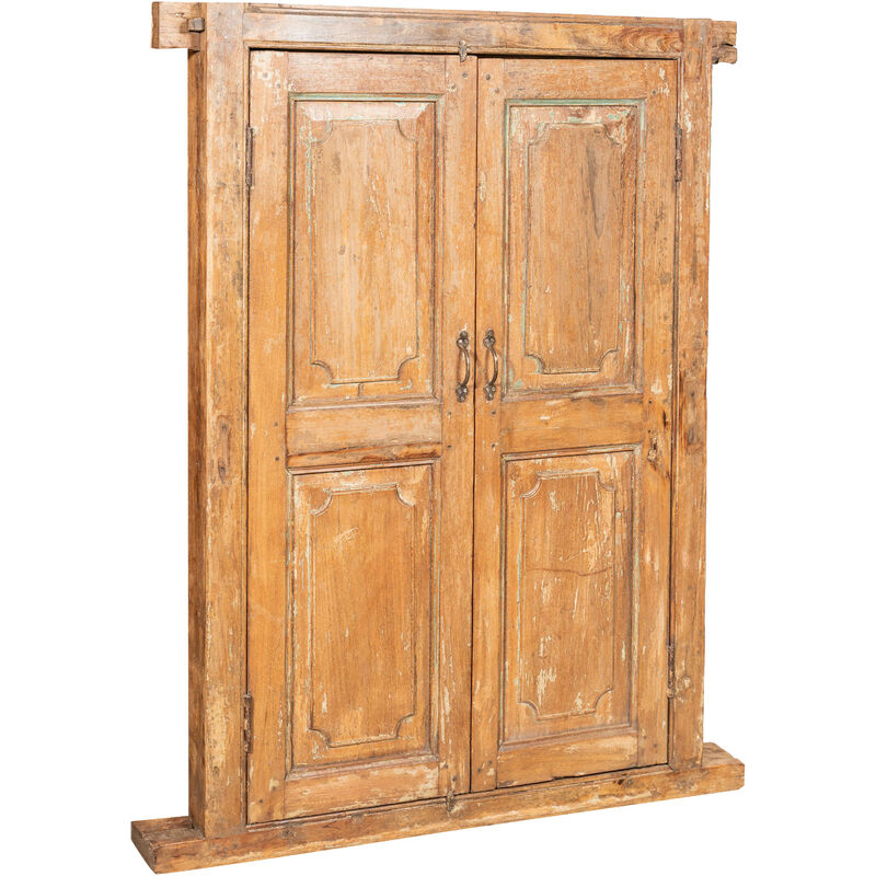 

Biscottini - Puerta de rejilla en madera maciza y hierro antiguo con marco interior o exterior