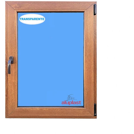 Ventana PVC 600x900 Roble Dorado Oscilobatiente Derecha Vidrio Transparente