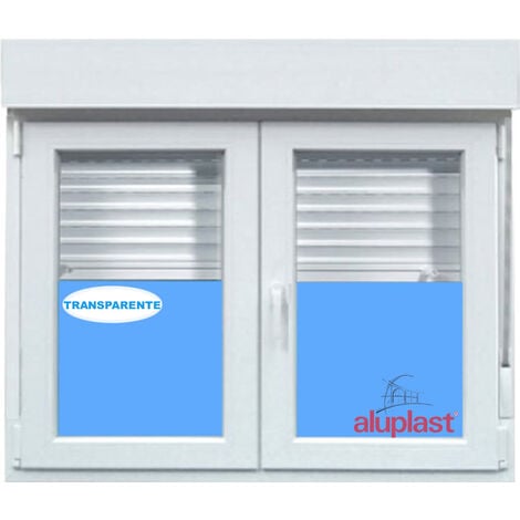 Ventana PVC - ALUPLAST - 1500x1340 Blanca 2 Hojas Oscilobatiente con Persiana Vidrio Transparente