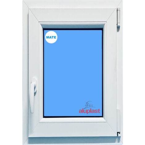 Ventana PVC Vidrio Mate - ALUPLAST - 800x1000 Blanca Oscilobatiente Derecha Vidrio Mate