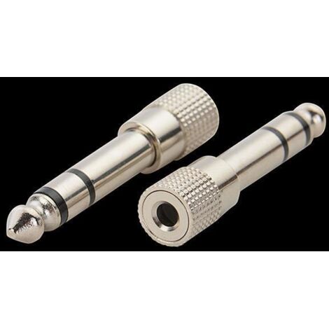 Vente directe d'usine d'adaptateurs audio MP3 microphone/casque entièrement métalliques, de petite à grande prise, de 3,5 mm à 6,35 mm.