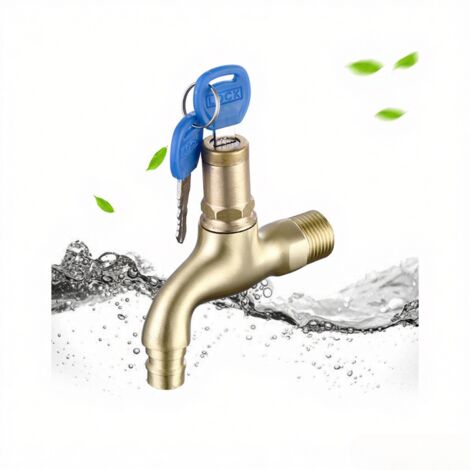 Vente directe en gros par le fabricant de robinets Tsui antivol à 4 points avec verrou à courroie en cuivre, petit robinet avec corps en cuivre électroplaqué et verrou en cuivre.