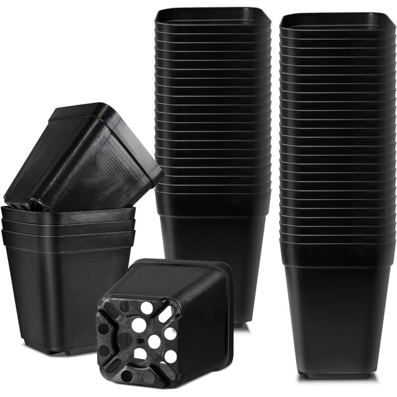 Pots pour Semis, 5.5cm 200 Pieces Pots de Pépinière, Plastique Réutilisables Carré Pot semis/Godets Semis/Pot de Repiquage/Pot de Culture pour la